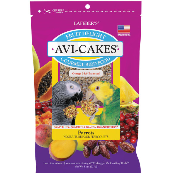 Lafeber'S Fruit Delight Avi-Cakes Pet Bird Food Made With Non-Gmo And Human-Grade Ingredients For Parrots (8 Oz Pack Of 2)