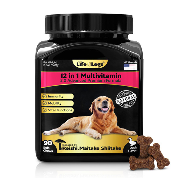 Life4Legs Soft Chews Dog Vitamins & Supplements - Dog Multivitamin - Hemp Oil Glucosamine Chondroitin Hip And Joint Support Health Skin & Coat Digestion & Immune Booster Heart Probiotics