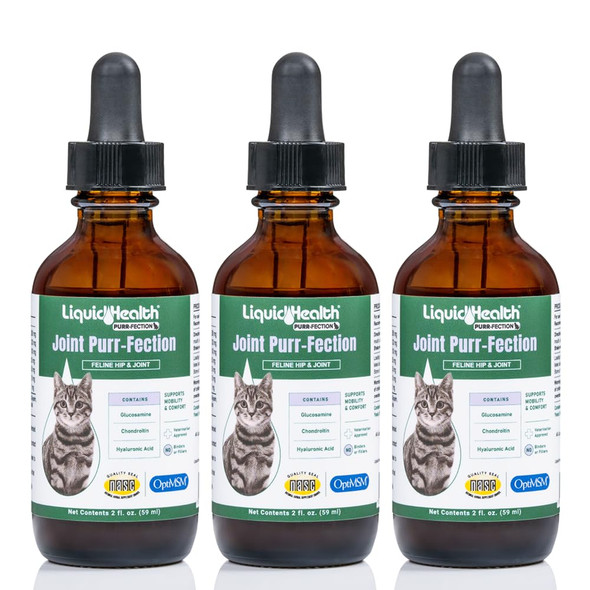 Liquidhealth Pets Liquid Cat Glucosamine Joint Purr-Fection - Hip & Joint Health Relief Support Chondroitin Feline Droppers For Senior Older Adult Cats & Kittens - Made In The Usa (2 Oz)