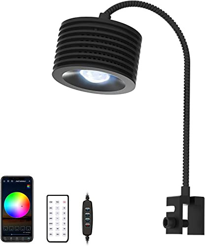Lominie Led Aquarium Light Full Spectrum Fish Tank Clip-On Saltwater Planted Light With Adjustable Gooseneck For Coral Tanks Dimmable Nano Refugium Supports Remote Wifi