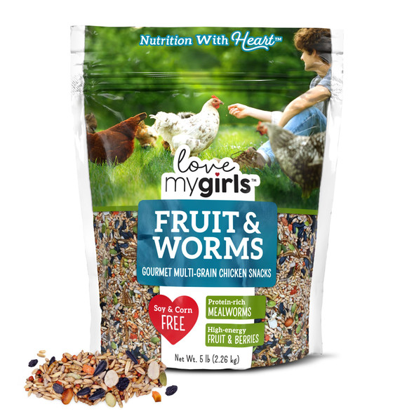 Love My Girls: Chicken Snacks - Pumpkin & Worms - 2Lb Bag - Global Harvest Gourmet Multi-Grain Treats Corn- Nutritious & Protein Rich Mealworms
