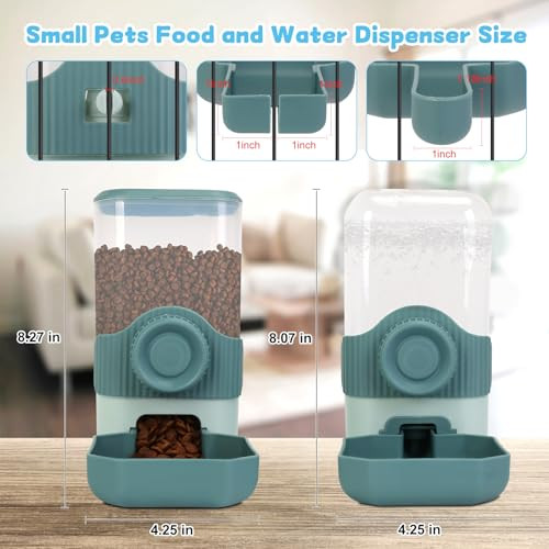 Luismia Hanging Cage Automatic Food Water Dispenser Detachable Auto Gravity 0.9 L Self-Feeding Feeder And Waterer Set Crate Auto Feeder Dish For Small Pets Puppy Cats Ferret Bunny Guinea Pig