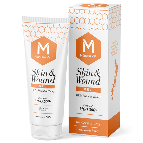 M Manuka Vet Manuka Vet Skin & Wound Gel 500+ Mgo Medical Grade Manuka Honey Rapid Healing & Skin Repair Treatment For Dogs Horses And Cats 3.53Oz (100G) Tube