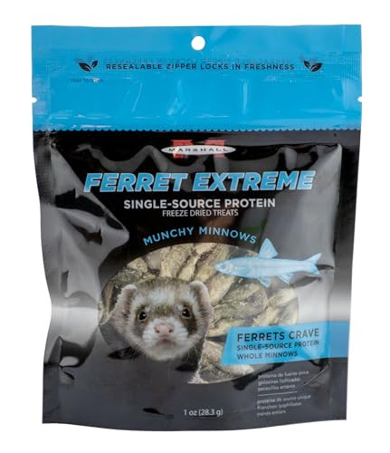 Marshall Pet Products Ferret Extreme Munchy Minnows Ze Dried Treats For Ferrets Single Ingredient Protein Source 1 Oz