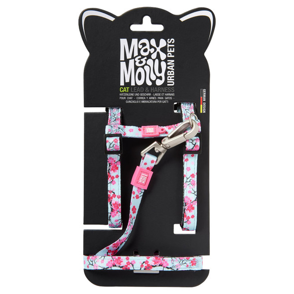 Max & Molly Urban Pets Max And Molly Adjustable Cat Harness And Leash Set - Escape-Proof Cat Harness With Leash For Outdoor Walking And Exploring Soft Padded Double Stitched Fabric (Tropical)