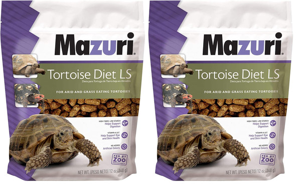 Mazuri Low Starch Tortoise Diet For African Spurred/Sulcata Desert Egyptian Galapagos Gopher Greek Leopard Pancake Radiated Or Yellow-Footed Tortoise 12 Oz