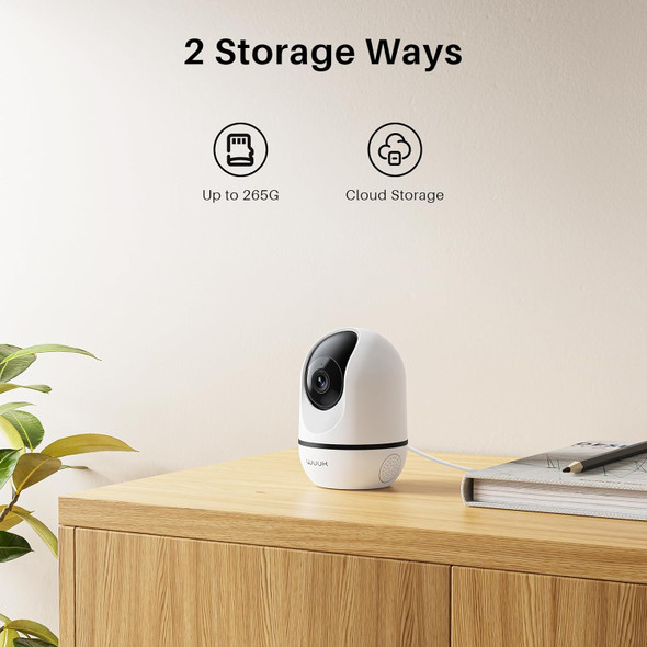 WUUK 4MP Indoor Security Camera, Pan Tilt Cam for Baby/Elder/Dog/Pet, Wi-Fi Home Security, Motion Detection & Tracking, Night Vision, 2-Way Audio, Compatible with Alexa & Google Home (2 Pack)