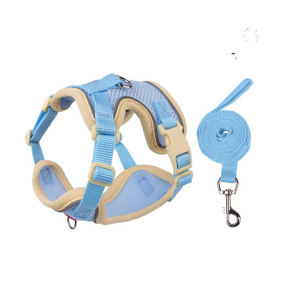 Muejjur Cat Harness And Leash Set For Walking Escape-Proof Reflective Vest For Cats And Small Dogs Adjustable Soft Air Mesh With Pressure-Reducing Design 4.92Ft (Blue & Purple M)