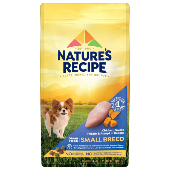 Nature'S Recipe Grain Small Breed Dry Dog Food Chicken Sweet Potato & Pumpkin Recipe 4 Lb. Bag