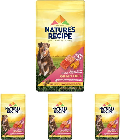 Nature'S Recipe Grain Dry Dog Food Salmon Sweet Potato & Pumpkin Recipe 4 Lb. Bag