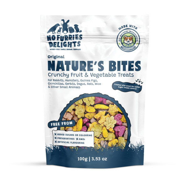 No Furries Delights Treats 100% All Natural Mini Bites For Rabbit Hamster Guinea Pig Chinchilla Pet Rat Mice Gerbil Bird Healthy Enrichment Bonding Rewarding Training Nature'S Bites Variety Pack 100G