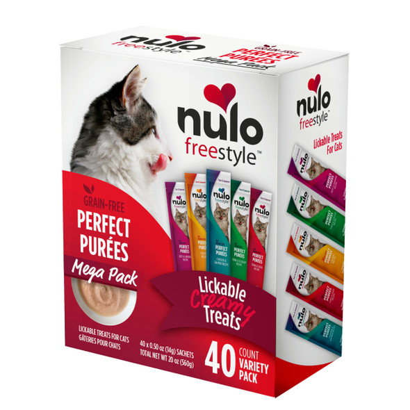 Nulo Style Grain- Perfect Purees Premium Wet Cat Treats Squeezable Meal Topper For Felines High Moisture Content To Support Hydration 0.5 Ounces In Each Lickable Wet Cat Treat Pouch