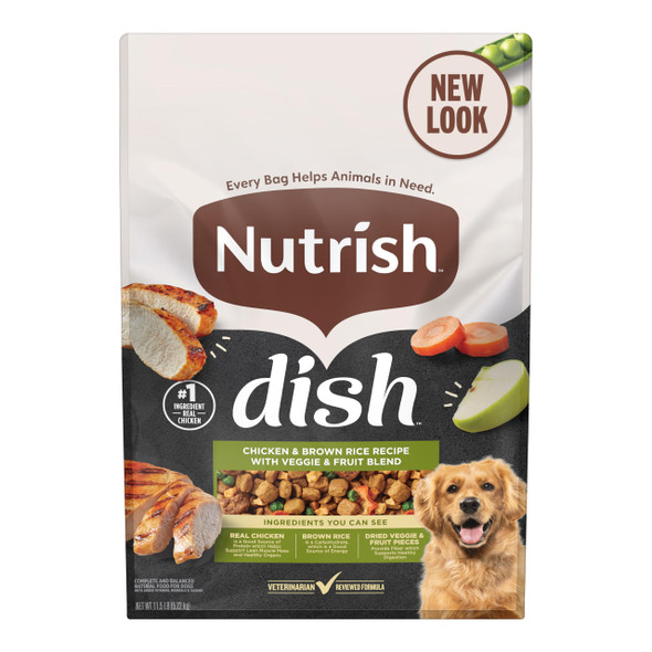 Nutrish Dish Premium Natural Dry Dog Food Chicken & Brown Rice Recipe With Veggies & Fruit (Rachael Ray) 3.75 Pound Bag