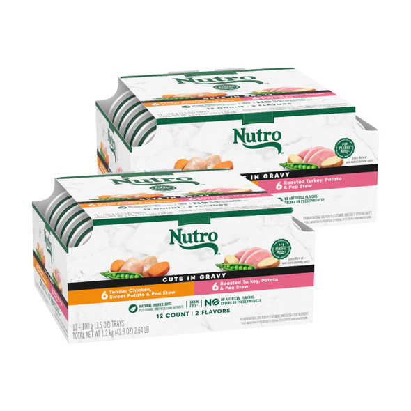 Nutro Natural Choice Cuts In Gravy Wet Dog Food Grain Dog Food Wet Recipes Beef Lamb Chicken And Turkey Variety Pack 3.5 Oz. Trays (36 Count)