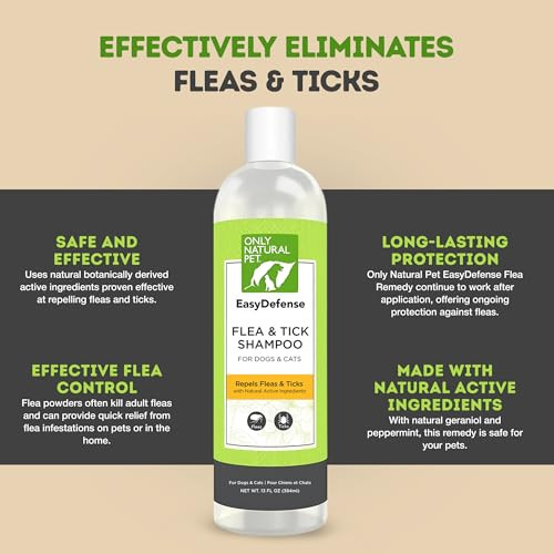 Only Natural Pet Easydefense Shampoo For Dogs & Cats - Natural Bath Treatment For Pets & Can Be Used For Kittens & Puppies 4 Mos & Up With Geraniol & Peppermint Oil - 13 Oz Bottle