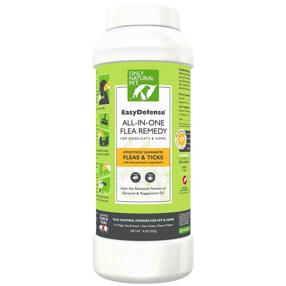 Only Natural Pet Easydefense Powder For Dogs & Cats - Natural Protection For Home Furniture Carpets Bedding & Outdoor Areas - Safe For Pets & Family - 8 Oz