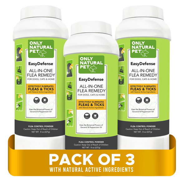 Only Natural Pet Easydefense Powder For Dogs & Cats - Natural Protection For Home Furniture Carpets Bedding & Outdoor Areas - Safe For Pets & Family - 8 Oz