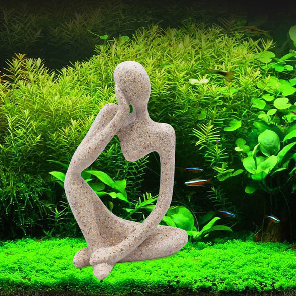 Oooct Sandstone Thinker Statue Fish Tank Decor Small Fish Aquarium Decorations Fish Tank Abstract Aesthetic Decorative Ornaments