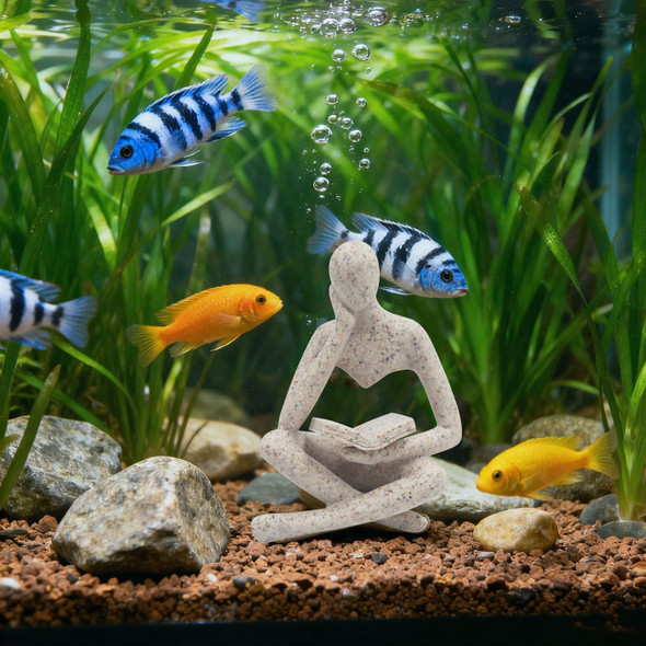 Oooct Sandstone Thinker Statue Fish Tank Decor Small Fish Aquarium Decorations Fish Tank Abstract Aesthetic Decorative Ornaments