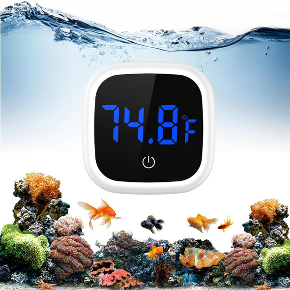 Oria Digital Aquarium Thermometer Stick-On Led Fish Tank Thermometer Mini Aquarium Thermometer With 0.18 F Accuracy Touch Button Battery For Fish Reptile Axolotl Salt/Fresh Water
