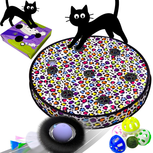 Orsda Cat Toys Interactive Activated Moving Ball In 7 Holes Mat Automatic Fast Rolling Ball Hide And Seek Toys For Indoor Cats Exercise Kicker Mouse Catching Game