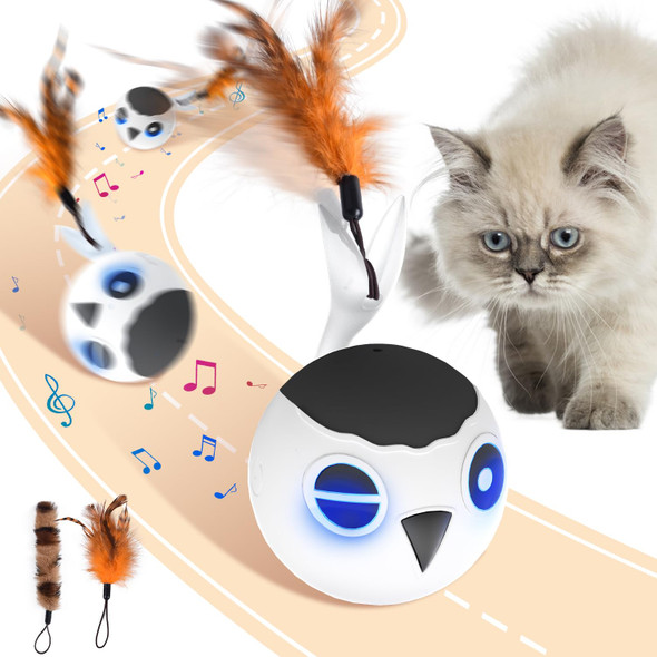 Orsda Cat Toys Interactive Cat Toy For Indoor Cats Automatic Moving Ball Bird For Indoor Adult Cats Kitten Toys All Breeds Fast Rolling Motion Activated Chirping Stimulating Light 2 Feather Refill