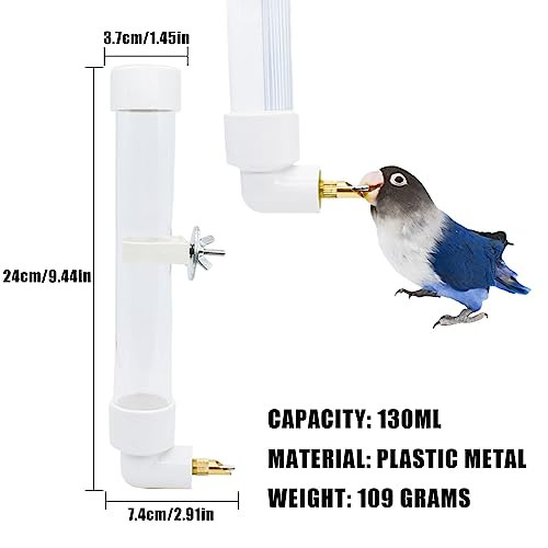 Otkarxus Automatic Parrot Water Dispenser - 130Ml Bird Water Bottle With Cleaning Brush Cage Accessories Drinker Bowl Fountain For Parakeet Cockatiel Lovebirds