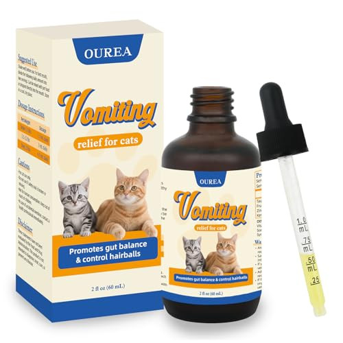 Ourea Cat Vomit Remedy Vomiting Relief For Cats Cat Digestive Support Drop Probiotics For Cats Helps Reduce Hairballs Relieve Stomach Sensitivity And Support Gut Health (2 Fl Oz)