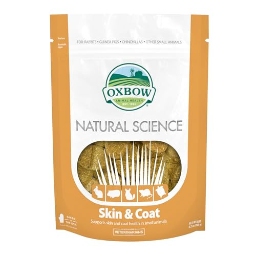 Oxbow Natural Science Skin & Coat Support Supplement For Rabbit & Guinea Pig Made With Oxbow Timothy Hay Includes Palm Oil & Omega 3 & 6 Fatty Acids Made In Usa 4.2 Oz Bag