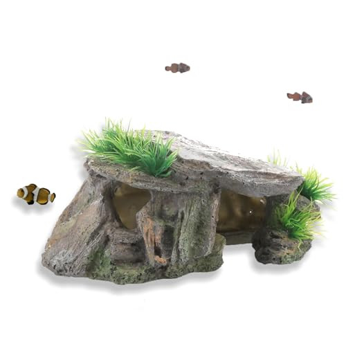 Paoleju Betta Fish Hideout Cave Aquarium Rock Decor For Small Tank 5.5 X 2.9 X 2.9 Inches Shelter For Betta Fish Guppies Shrimp With Natural Stone Look Lightweight Resin