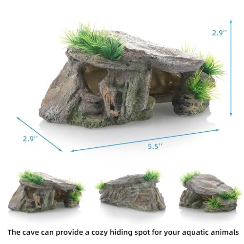 Paoleju Betta Fish Hideout Cave Aquarium Rock Decor For Small Tank 5.5 X 2.9 X 2.9 Inches Shelter For Betta Fish Guppies Shrimp With Natural Stone Look Lightweight Resin