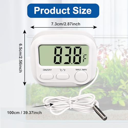 Paultemp Digital Aquarium Water Thermometer With Large Lcd Screen Measurement Range -58 To 572 Display 1 / 0.5 Fish Tank Decoration Accessories Idea For Reptile Aquatic Tub Refrigerator And Zer