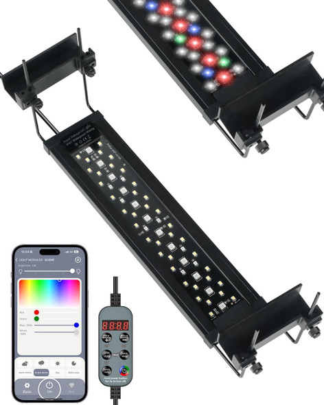Pawfly Aquarium Light For Plants 19 W Bluetooth Fish Tank Light Full Spectrum Aquarium Lights For 18"-24" Fish Tanks Extendable 24/7 Led Lights With Timer Modes & Adjustable Brightness