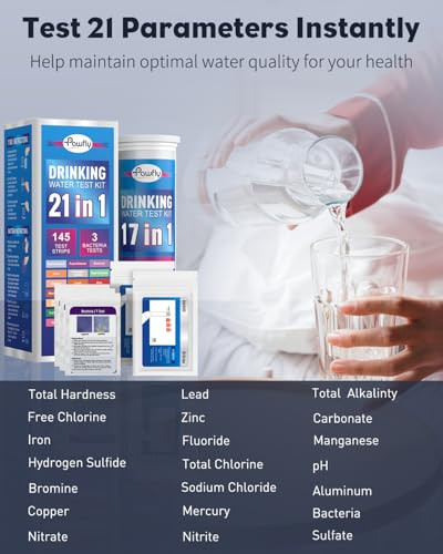 Pawfly 21 In 1 Drinking Water Test Kit 125 Strips For Tap Water Well Swimming Pool Aquarium Spa Home Water Quality Test Strips For Ph Hardness Chlorine Lead Iron Copper Nitrate Fluoride & More