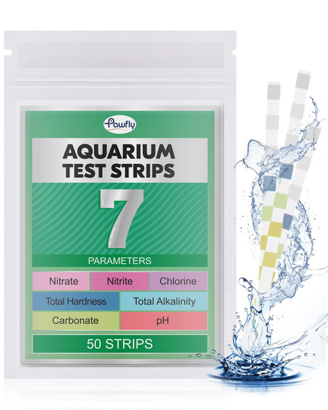 Pawfly 8 In 1 Aquarium Test Strips For Ph Chlorine Nitrate Carbonate Hardness Total Alkalinity & Ammonia Water Quality Freshwater Saltwater Test Kit 50 Strips Fish Tank Water Testing Kit