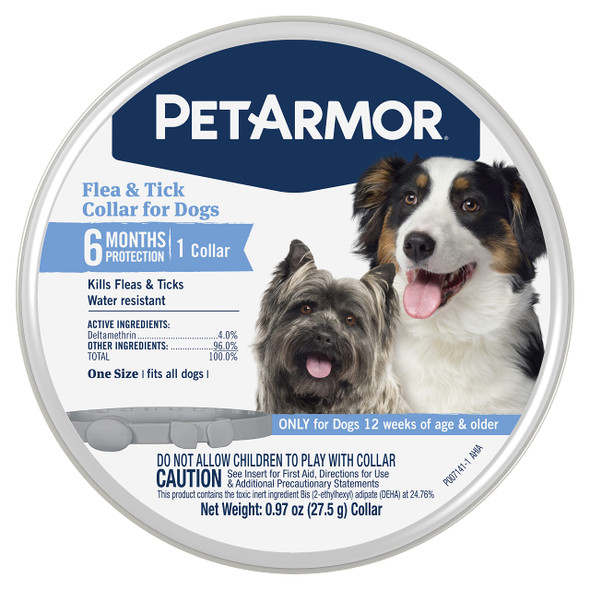 Petarmor Flea & Tick Collar For Dogs Kills Fleas & Ticks Long Lasting Protection For 6 Months Water Resistant One Size Fits All 2 Collars