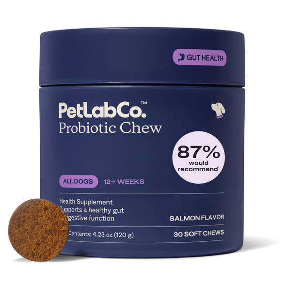 Petlab Co. Probiotics For Dogs Support Gut Health Occasional Diarrhea Digestive Health & Seasonal Allergies - Salmon Flavor - Packaging May Vary - 30 Soft Chews