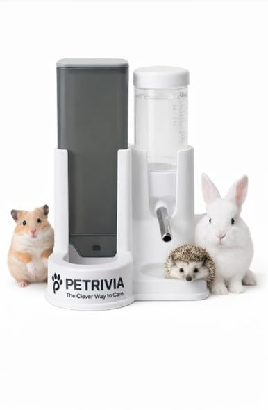 Petrivia 2 In 1 Automatic Hamster Feeder And Water Dispenser No Drip With Stainless Steel Nozzle Small Animal Water Bottle Bunny Rabbit Guinea Pig Rodent Cage Mount Gravity Feed
