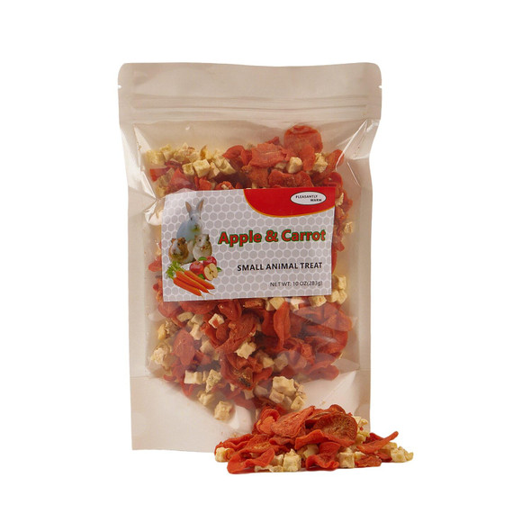 Pleasantly Warm Dehydrated Apple & Carrot Mix For Chinchillas Guinea Pigs Rabbits Hamsters Small Pets - Herbivore Treat Snacks (10 Ounce Pack Of 1)