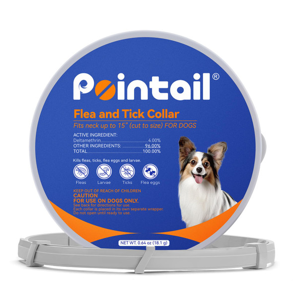 Pointail Flea & Tick Collar Vet-Recommended Flea & Tick Treatment & Prevention Collar For Dogs 1 Count 27"
