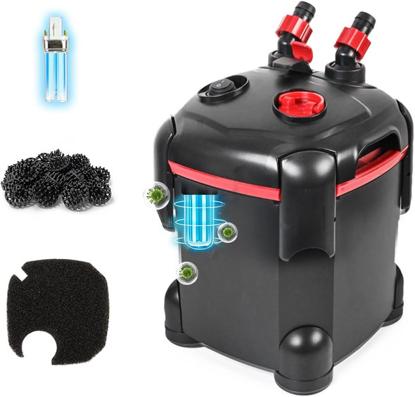 Pondforse 225Gph Canister Filter External Aquarium Filter Ultra-Quiet Water Circulation Cleaning Machine With Media For Fish Tanks And Aquariums Up To 55 Gallons (225Gph)
