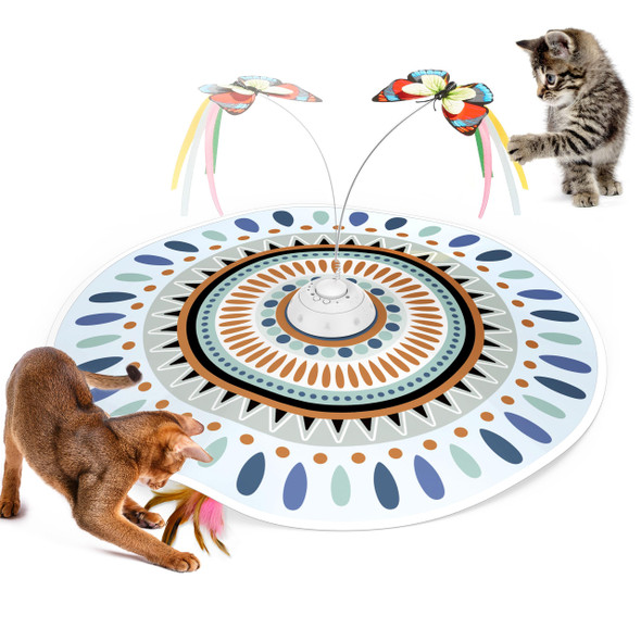 Potaroma Cat Toys Chargeable 3In1 Hide And Seek Automatic Interactive Fun Fluttering Butterfly Moving Feather Kitten Wand Indoor Kitty Exercise Kicker 22.8 Inch Cover For All Breeds