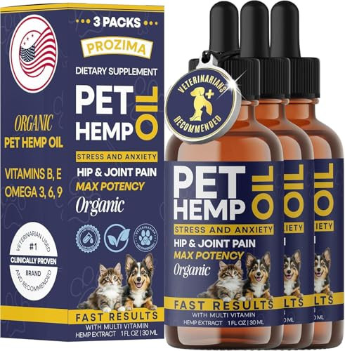 Prozima Hemp Oil For Dogs And Cats 3 Pack Organic Helps With Nxi Ty Calming Pain Relief Hip Joint Arthritis Seizures Supplement For Smal & Large Pets With Omega 3-6-9 Oil Fast Results