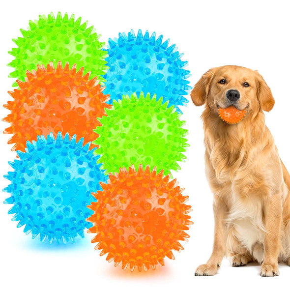 Puptily 2 Different Functions Interactive Ball For Dogs 2.5 Squeaky Dog Balls Toys And Puppy Teething Chew Toy Balls For Small Dogs For Clean Teeth And Training 5Pcs