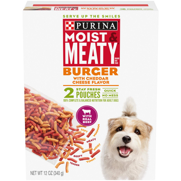 Purina Moist & Meaty Purina Moist And Meaty Burger With Cheddar Cheese Flavor Dry Soft Dog Food Pouches - 36 Ct. Pouch