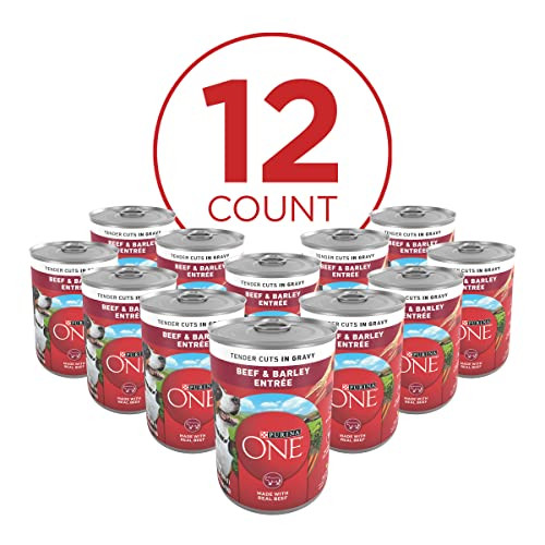Purina One Natural Wet Dog Food Gravy Tender Cuts In Gravy Beef And Barley Entr E - 13 Ounce (Pack Of 12)