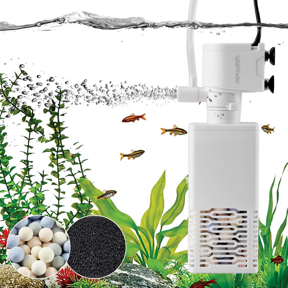 Qiqiwader Aquarium FilterAquarium Internal FilterAll-In-One Filter 6W 130Gph For 10-40Gal Fish Tank