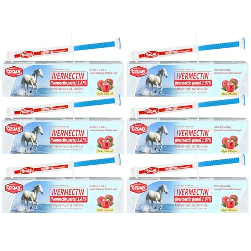 Qzqab Ivermectin Horse Paste Dewormer Horse Wormer Paste Apple Flavor 0.21 Ounces 6 Pack
