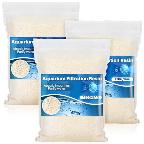 Rainflow 3Pcs Aquarium Resin - Organic Filtration Resin Remove Driftwood TanninsAquarium Filter Media Bags For Aquarium Freshwater And Saltwater Fish TankTrutle Pond