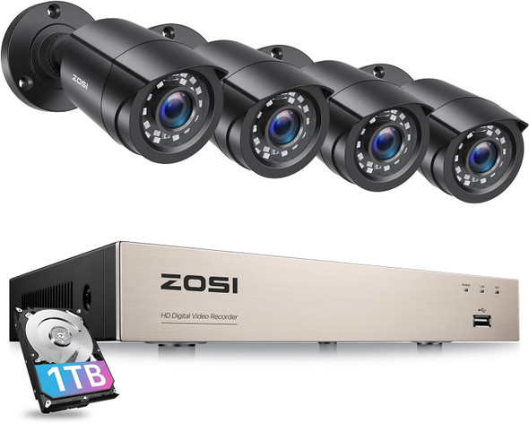 ZOSI 8CH 3K Lite Home Security Camera System with 1TB HDD,AI Human Vehicle Detection,Night Vision,4pcs 1080P Indoor Outdoor Surveillance Cameras,H.265+ 8Channel CCTV DVR Recorder for 24/7 Recording ZOSI 8CH 3K Lite Home Security Camera System with 1TB HDD,AI Human Vehicle Detection,Night Vision,4pcs 1080P Indoor Outdoor Surveillance Cameras,H.265+ 8Channel CCTV DVR Recorder for 24/7 Recording